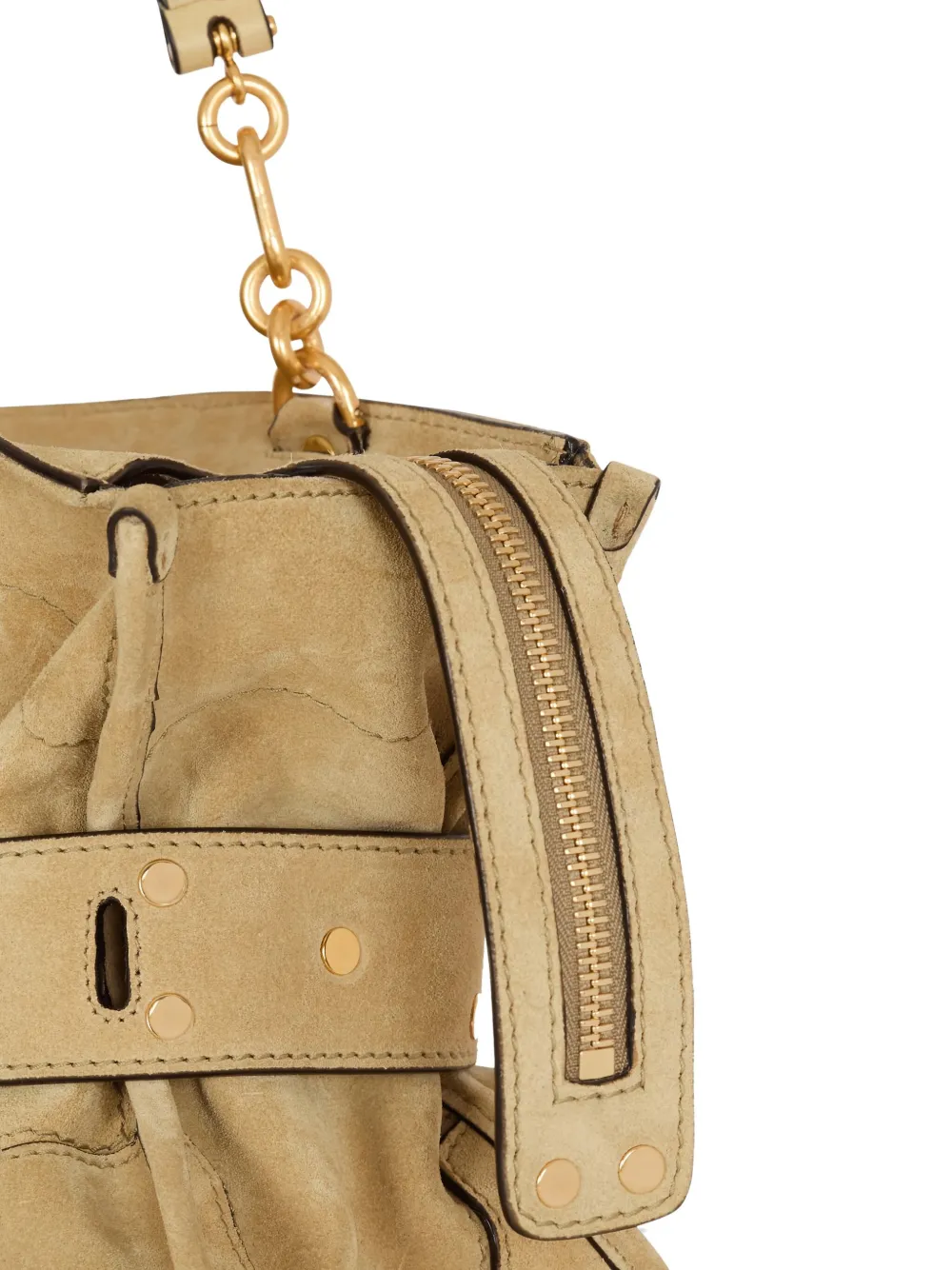 Balmain Anthem suède schoudertas met gesp Beige