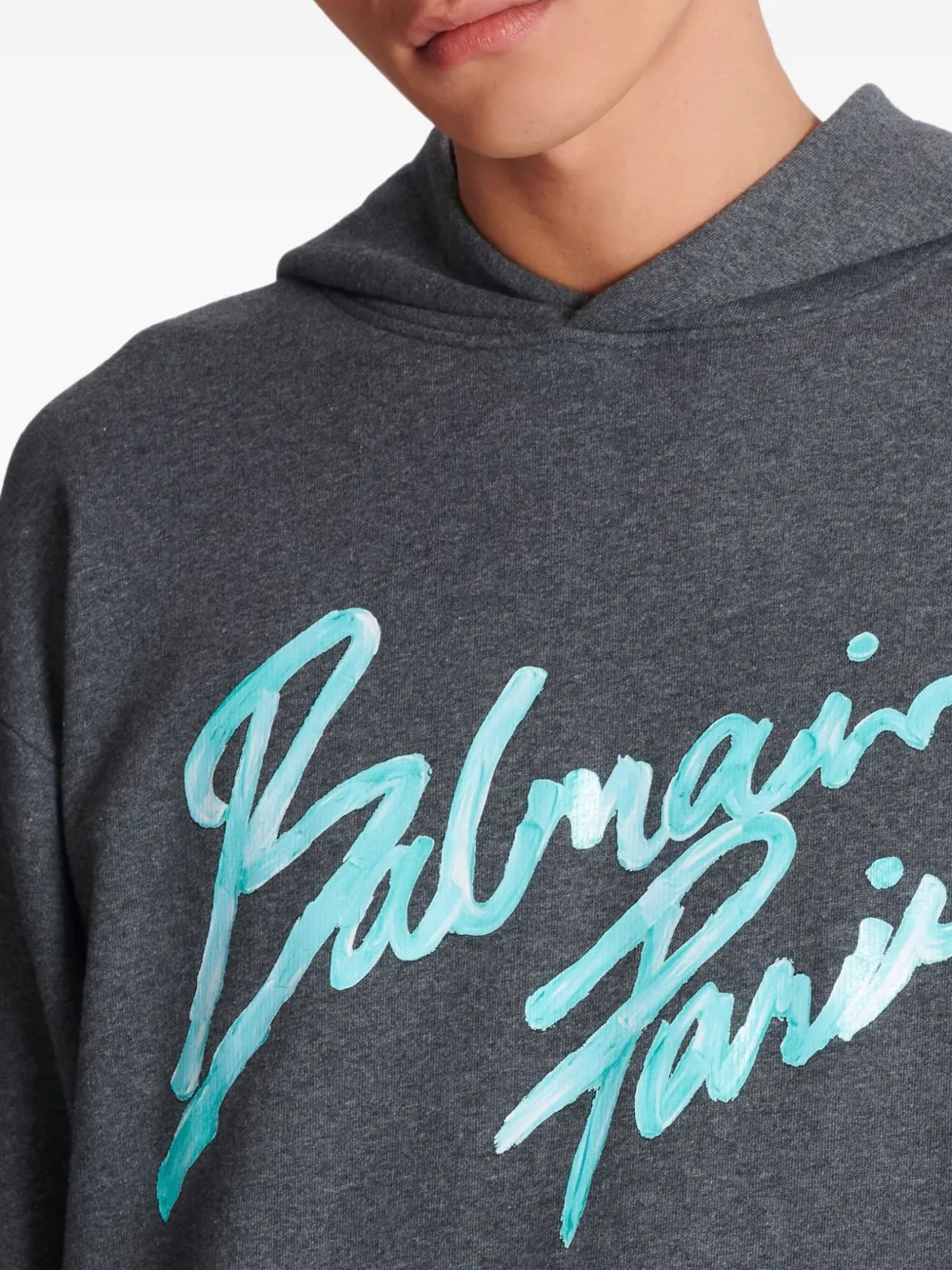 Balmain Printed Cotton Hoodie In Multi