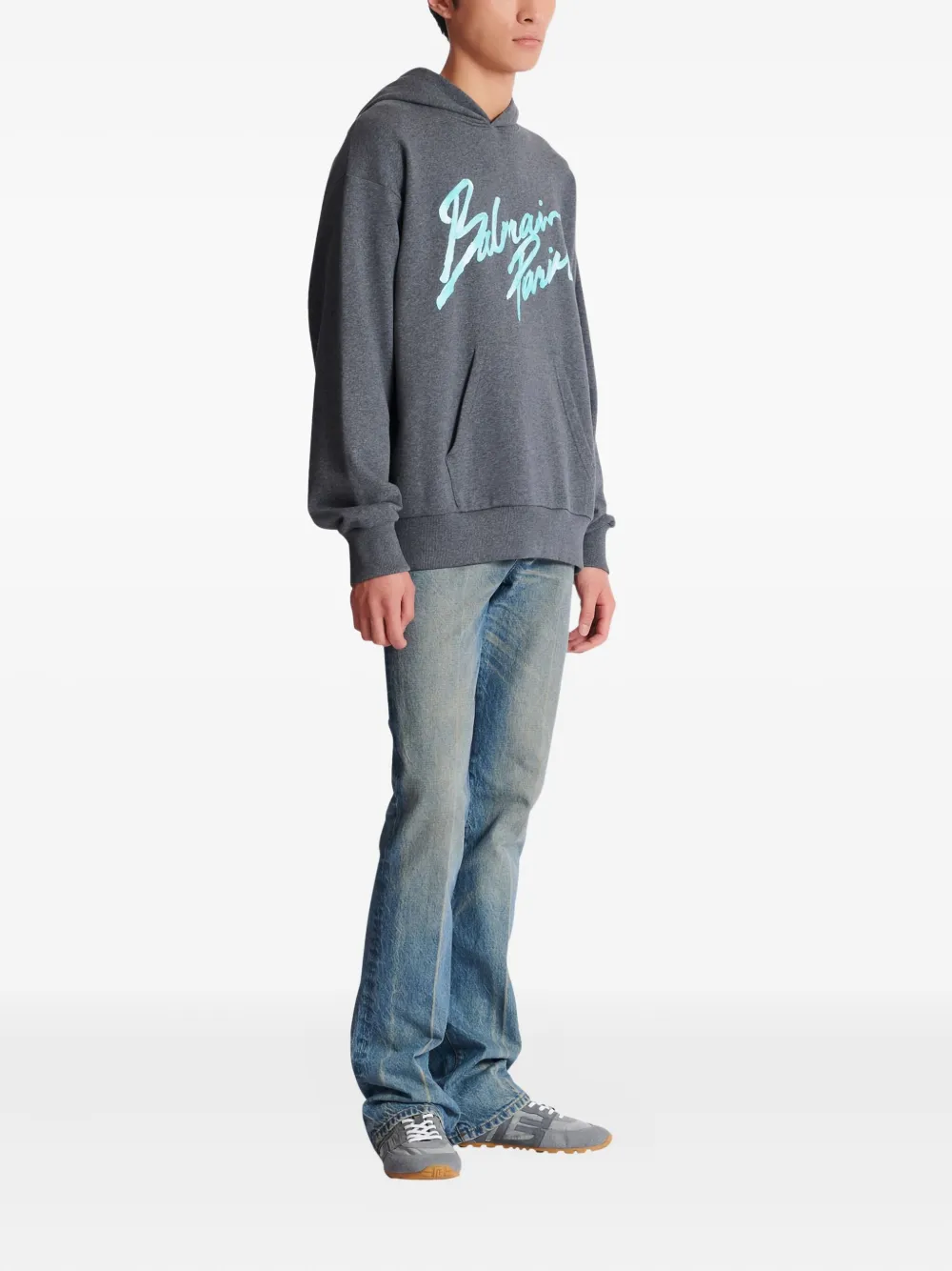 Balmain Printed Cotton Hoodie In Multi