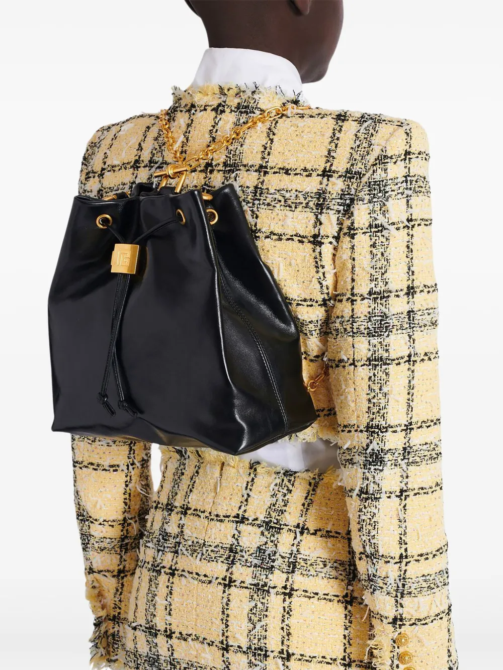 Balmain Pulse Calfskin Leather Backpack In Black