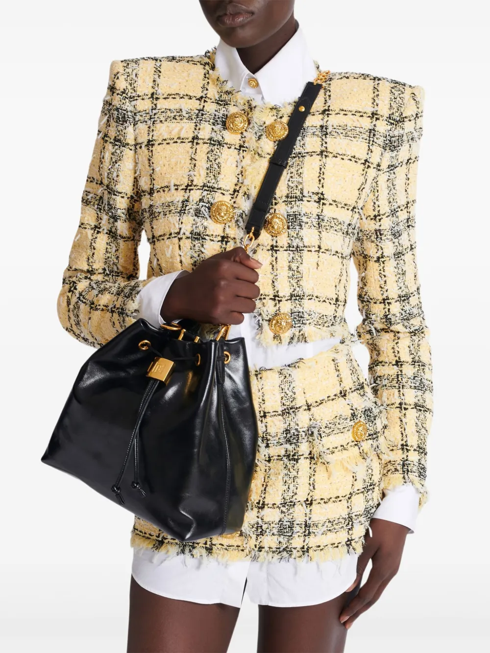 Balmain Pulse leren schoudertas - Zwart