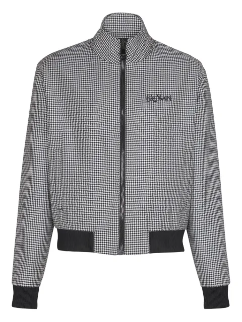 Balmain houndstooth-pattern zip jacket