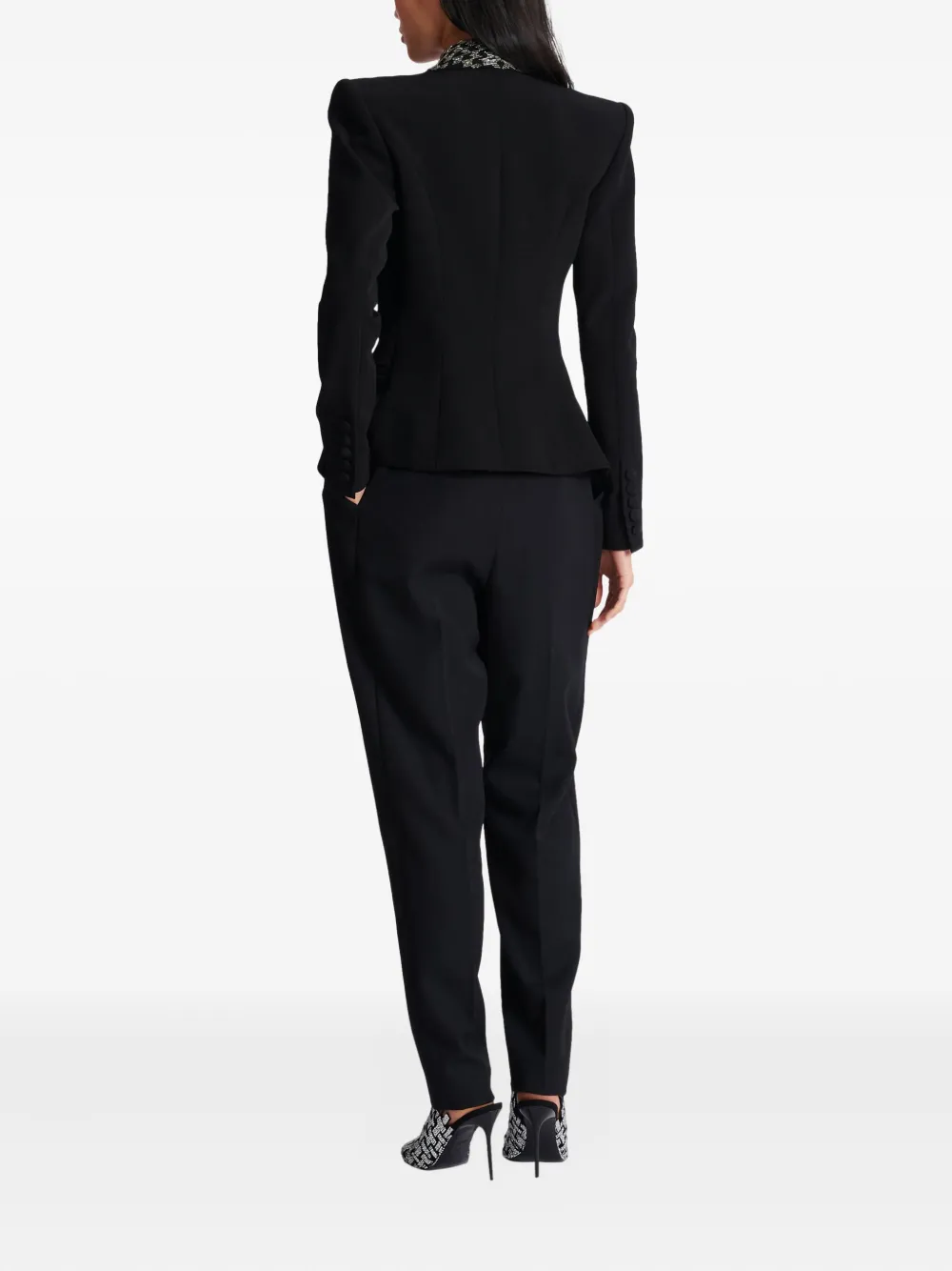 Balmain Blazer met borduurwerk en knoop Zwart