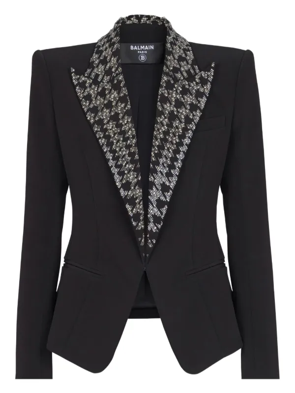 Balmain Embroidered Button Blazer in Black