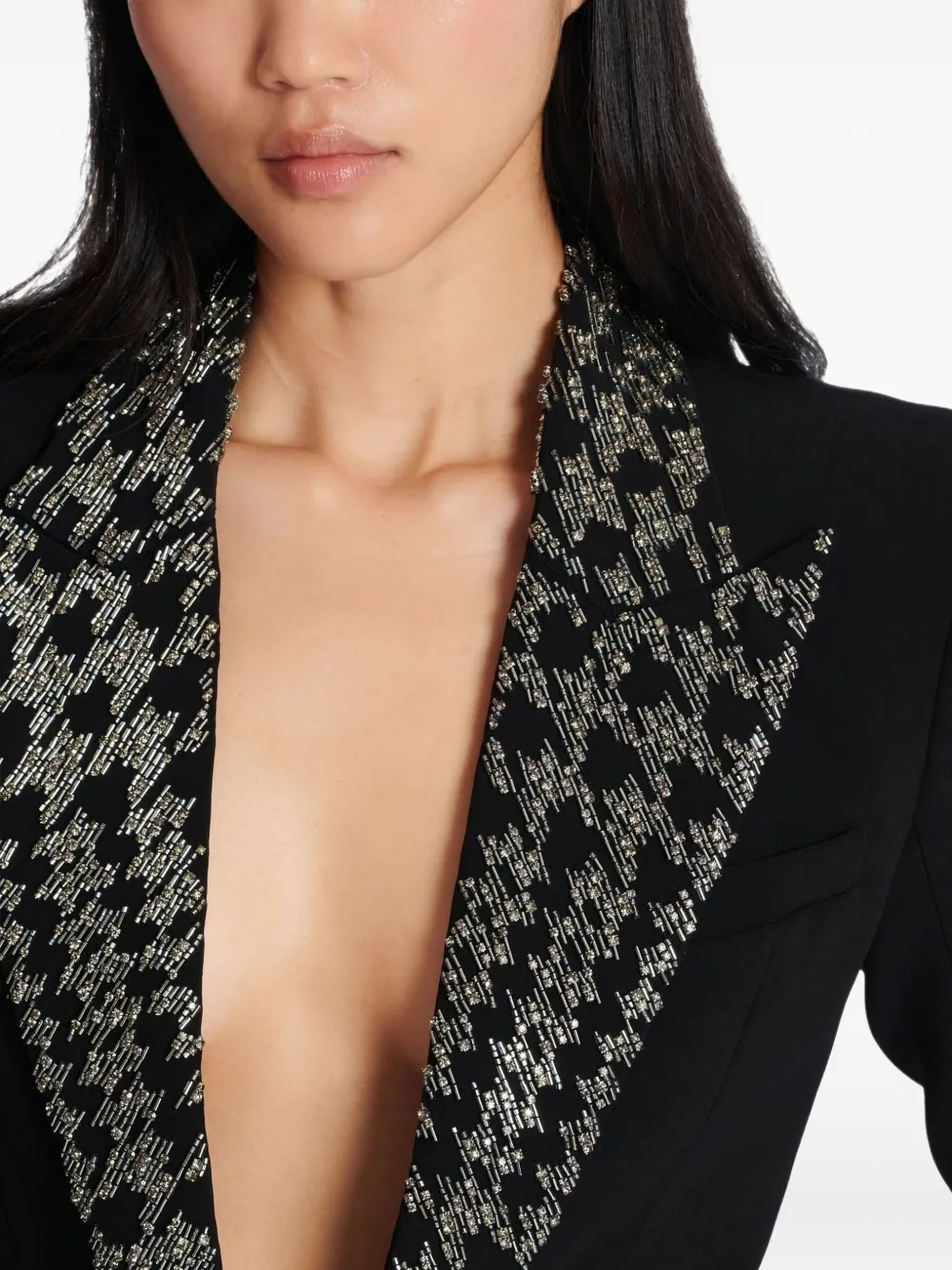 Balmain Blazer met borduurwerk en knoop Zwart