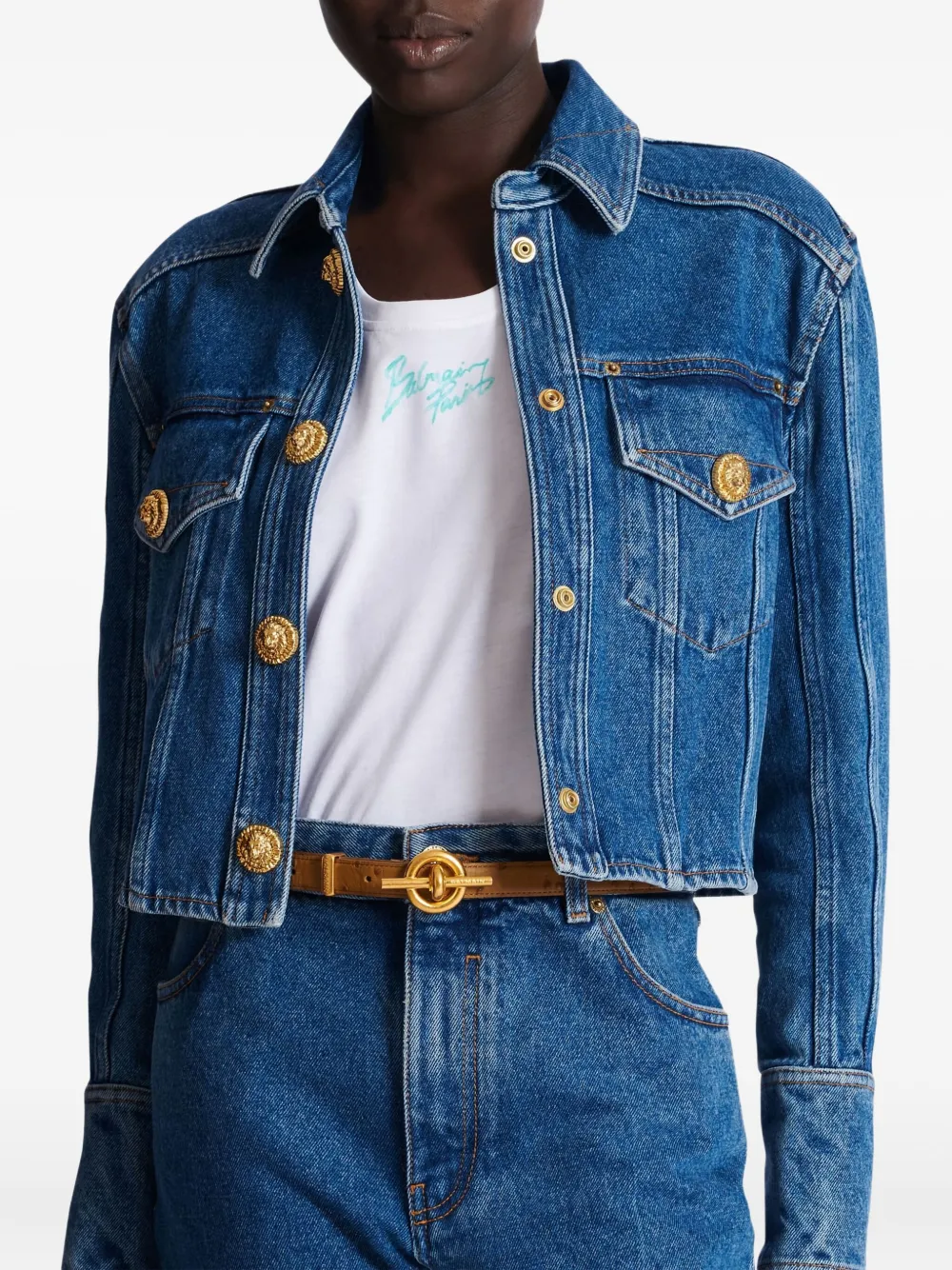 Balmain Embossed T-bar Belt In Brown