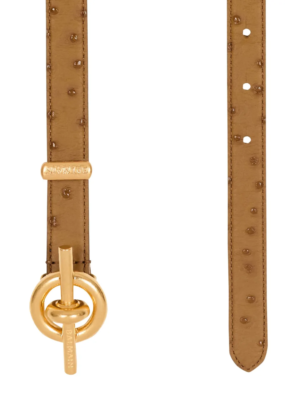 Balmain Embossed T-bar Belt In Brown
