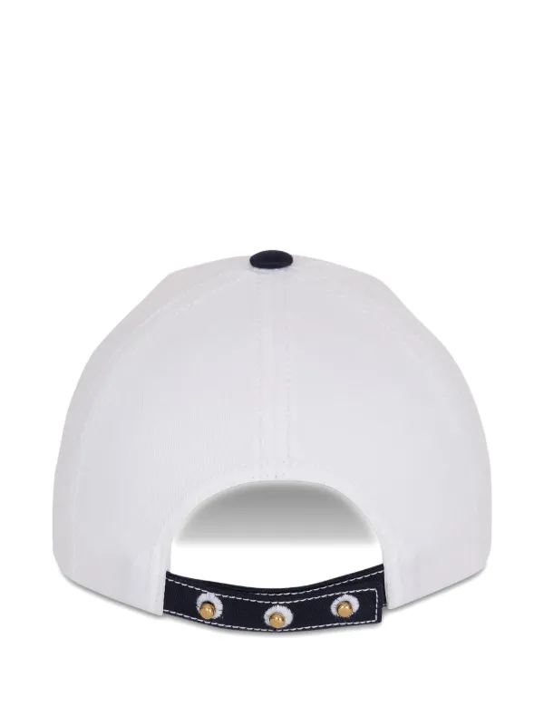 Balmain Two-tone Cotton Cap in White