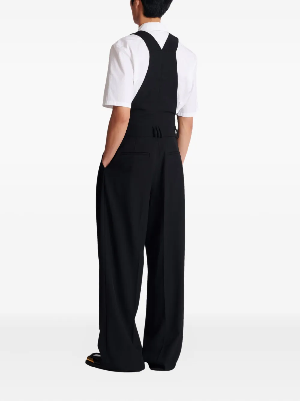T-bar-fastening wool jumpsuits
