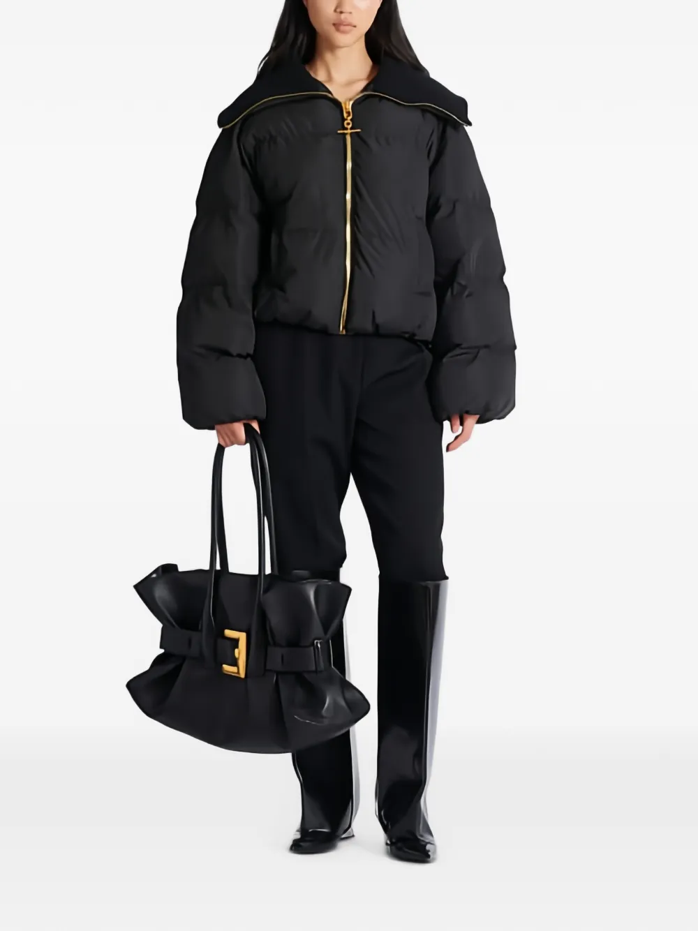 Balmain Anthem grote schoudertas met gesp Zwart