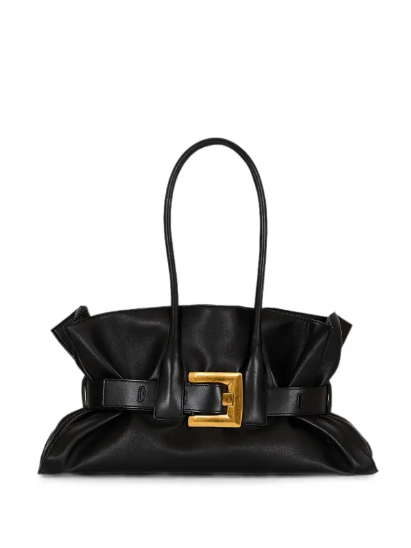 Balmain Large Anthem Buckled Shoulder Bag in Black