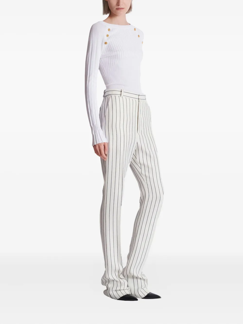 Balmain Broek met krijtstreep Wit