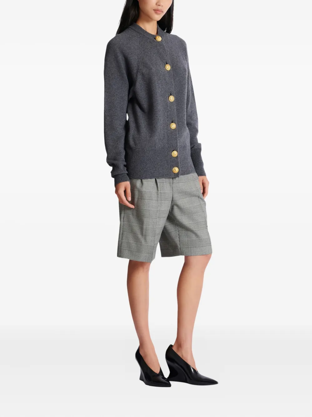 Balmain Buttoned Eco-cashmere Cardigan In Multi