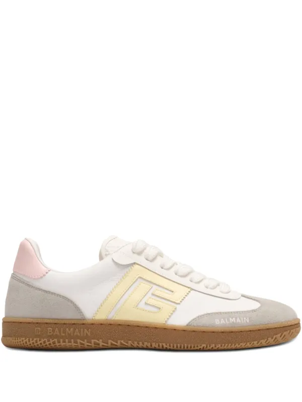 Balmain Swan Trainers in Calfskin and Nylon in White