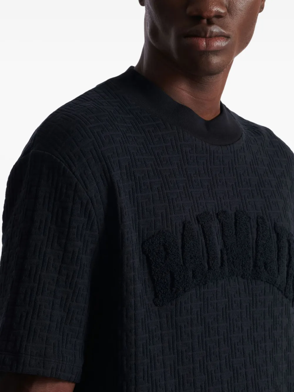 Balmain Terry Monogram T-shirt In Black