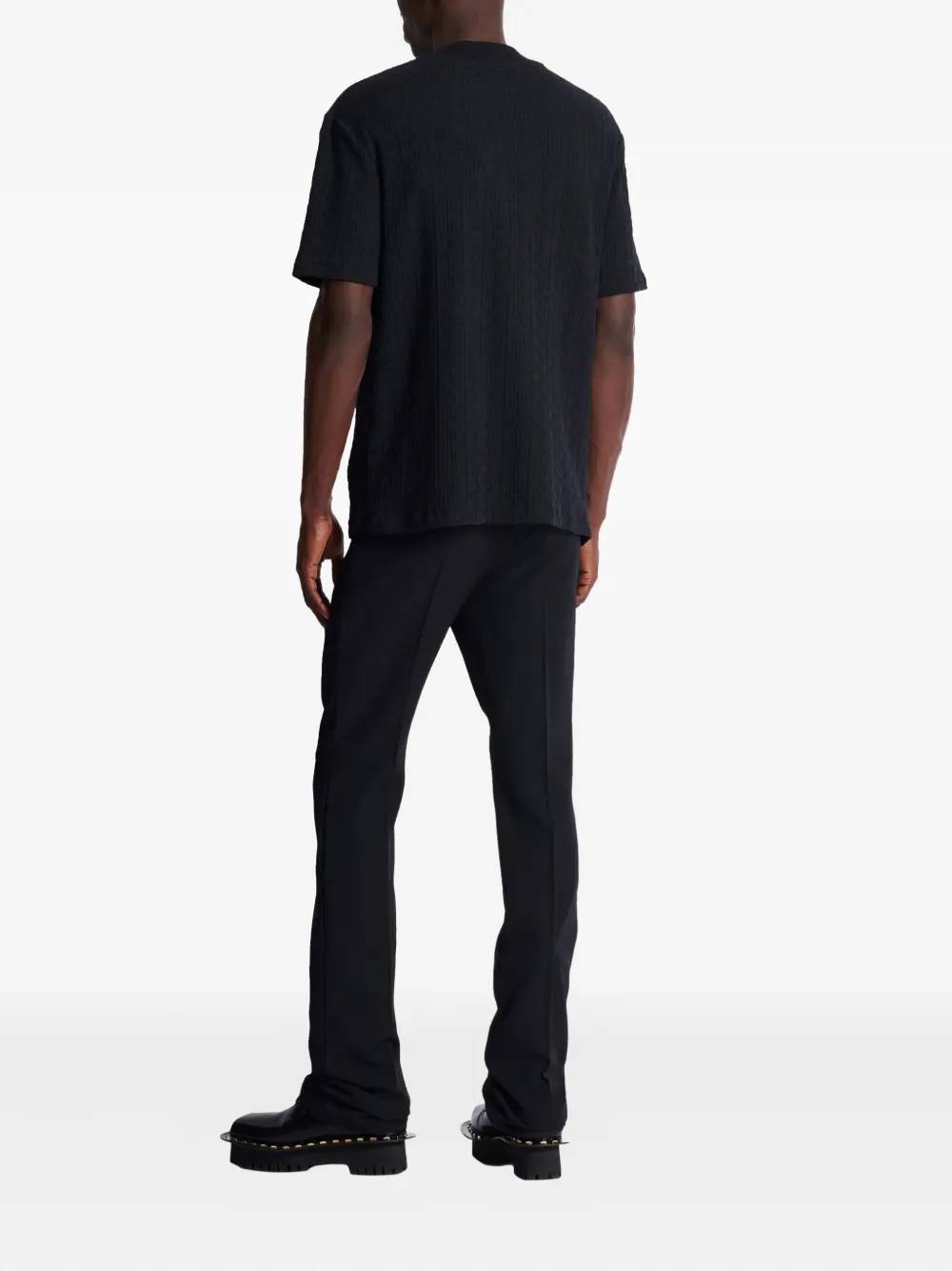 Balmain Terry Monogram T-shirt In Black