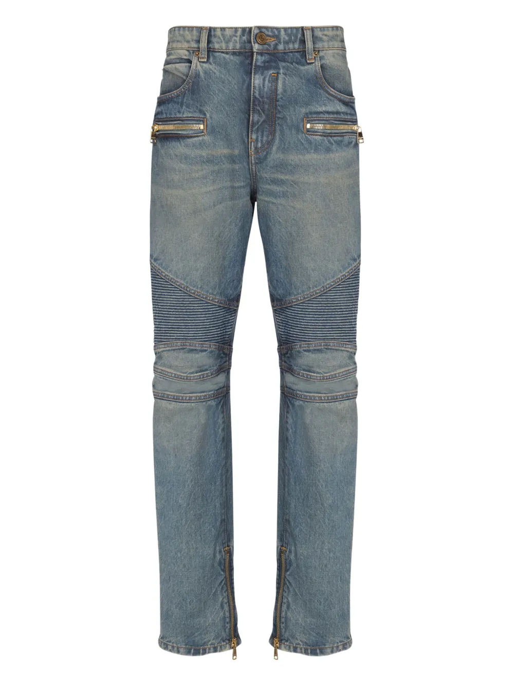 Balmain Jeans Biker con zip - Blu
