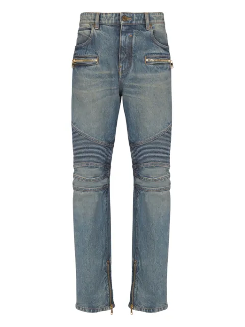 Balmain Biker zip-pocket cotton jeans
