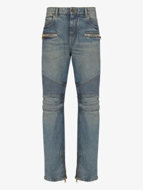 Balmain Biker zip-pocket cotton jeans