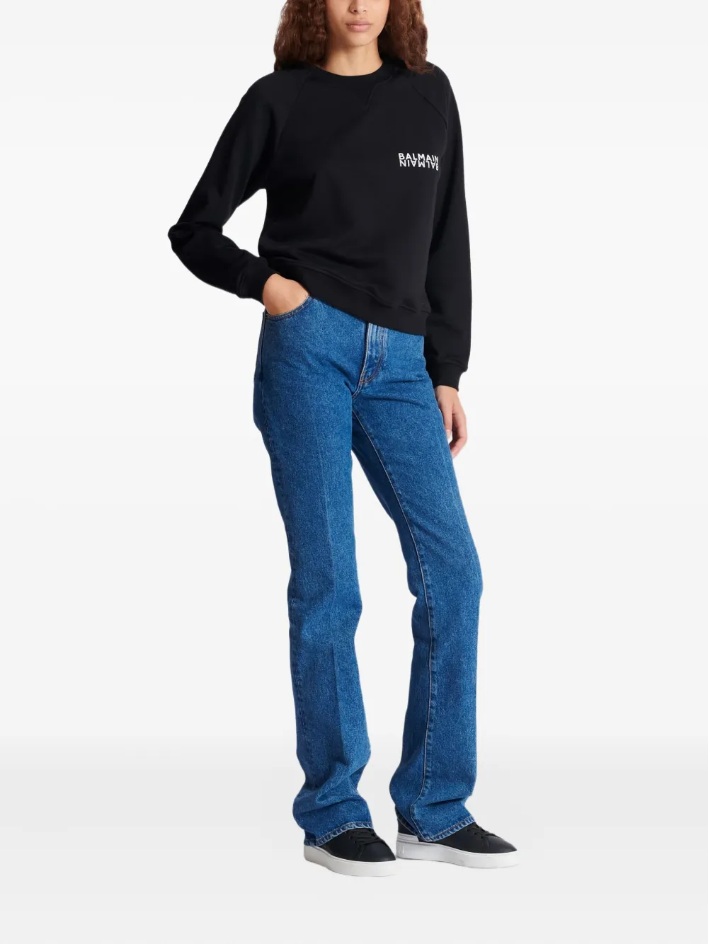 Balmain Katoenen sweater met logo Zwart