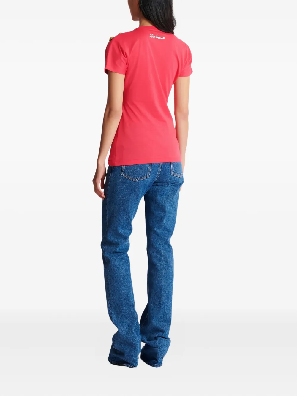 Balmain T-shirt met gedrapeerd detail en knoop Roze