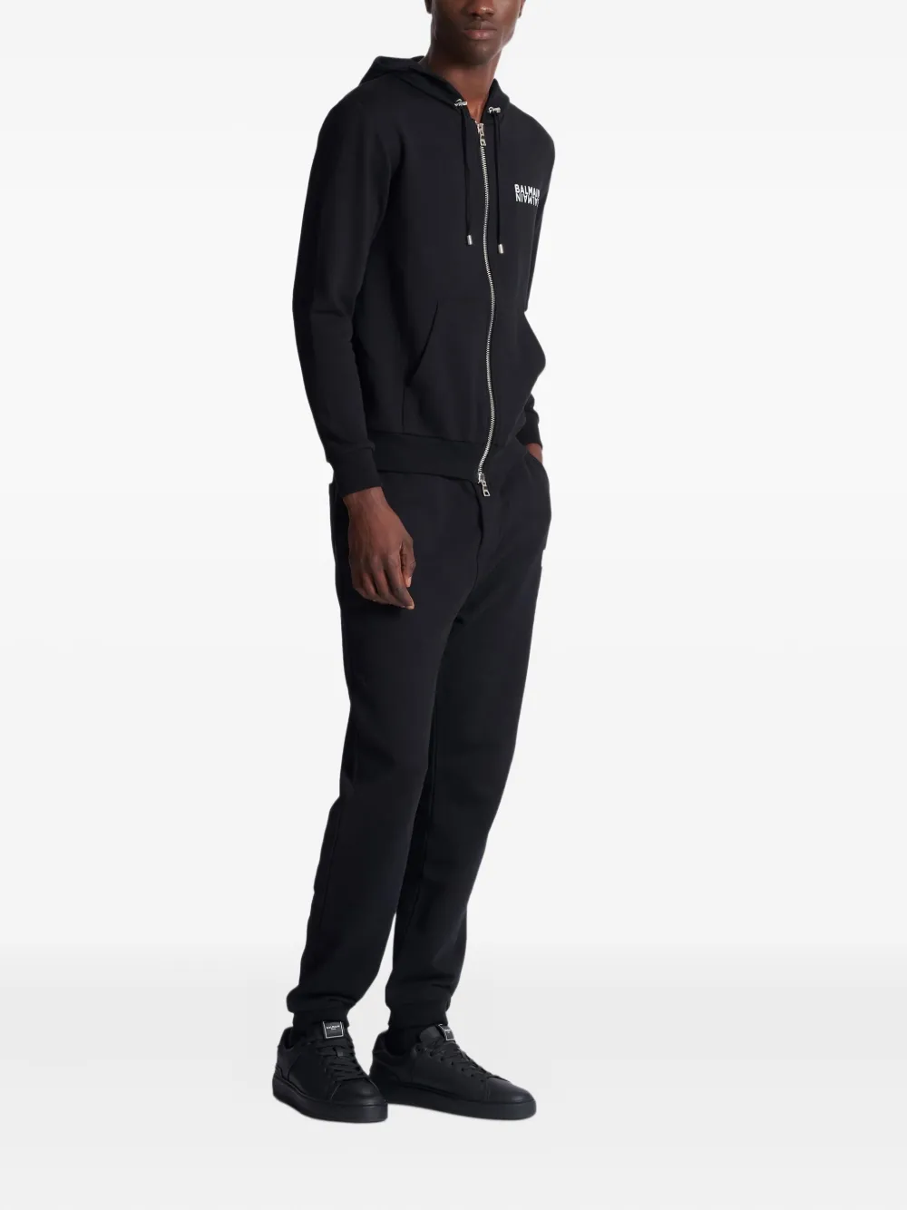 Balmain Hoodie met rits Zwart