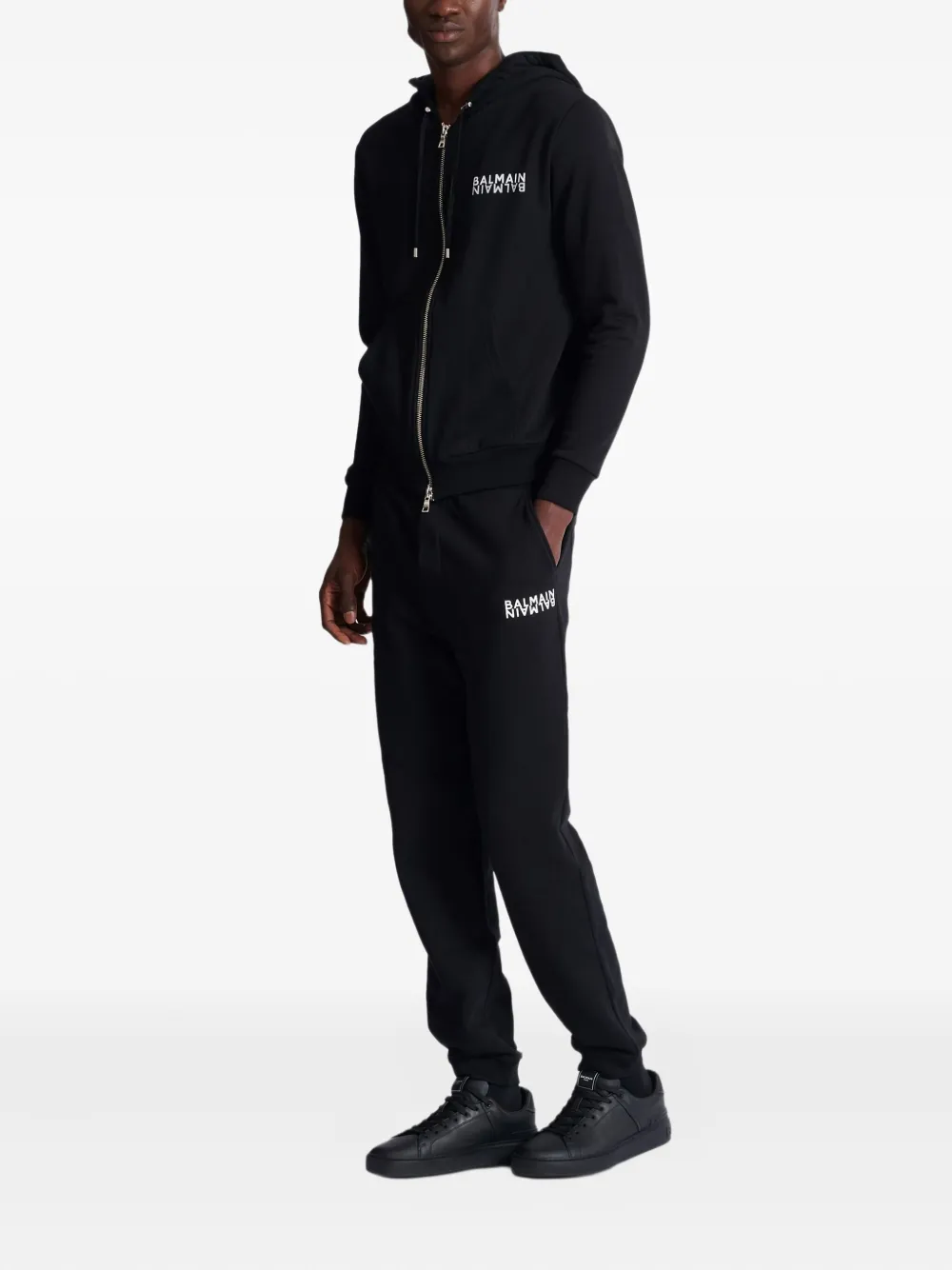 Balmain Hoodie met rits Zwart