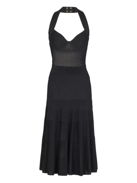 Balmain halterneck pleated midi dress
