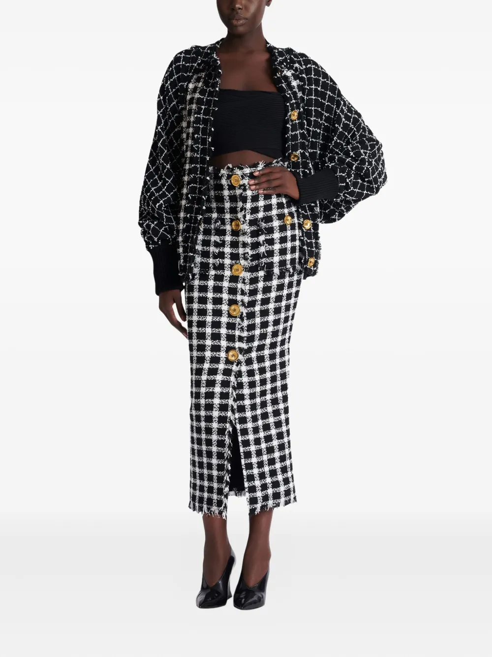 Balmain falda de tweed con botones | Faldas lápiz | Image 2