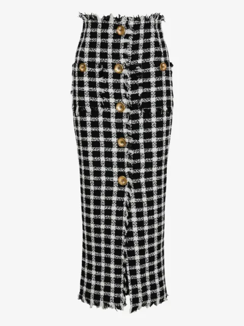Balmain Tweed-Rock mit Knöpfen