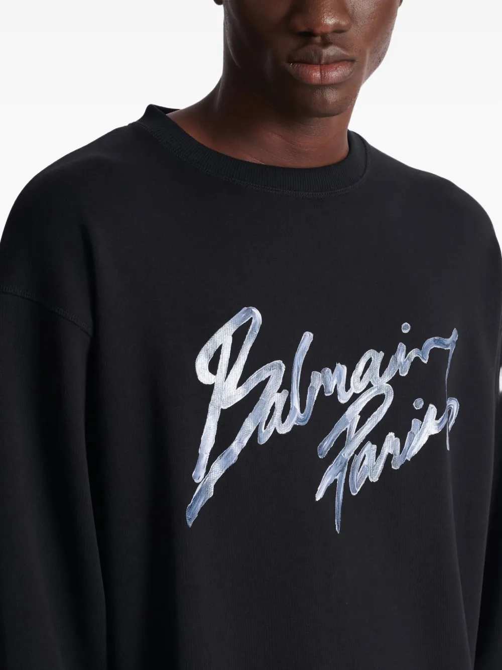 Balmain Paris Logo Intarsia Merino Wool Blend Sweater In Black