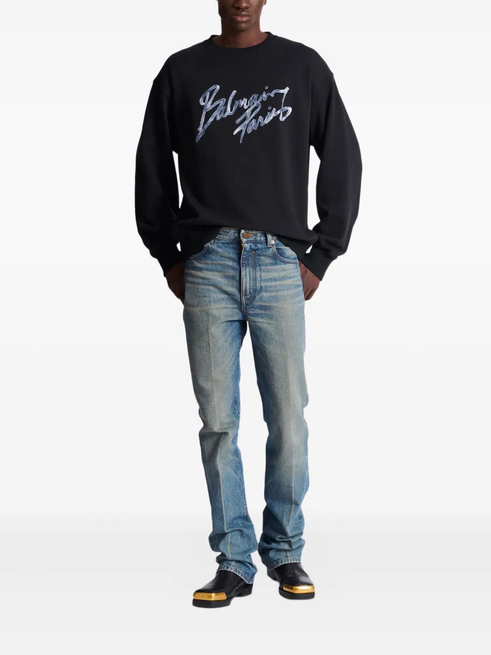 Balmain Katoenen sweater met logoprint - Zwart