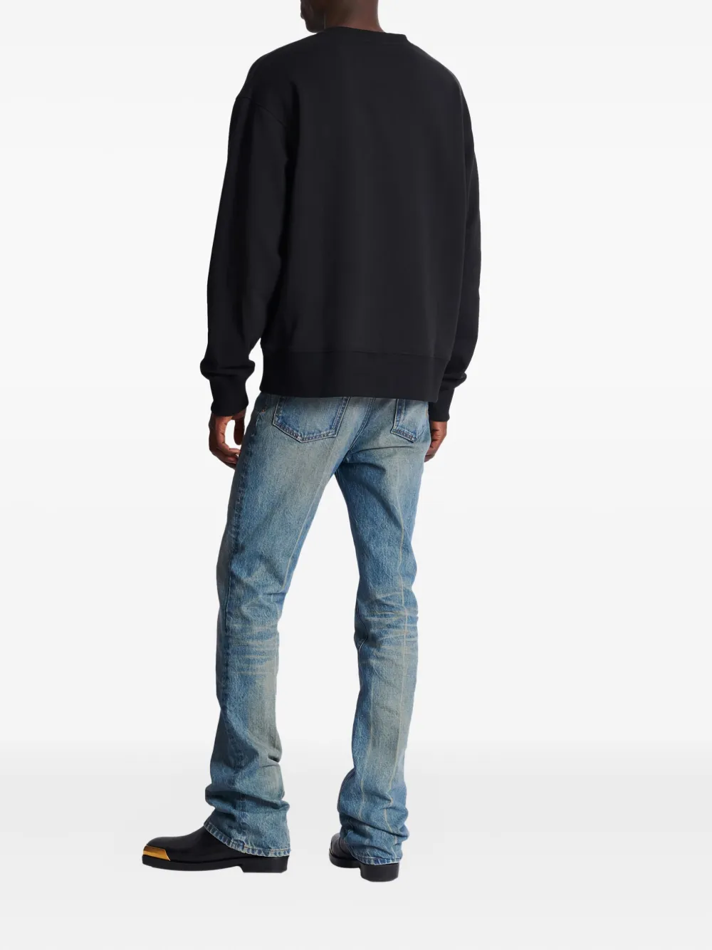 Balmain Paris Logo Intarsia Merino Wool Blend Sweater In Black