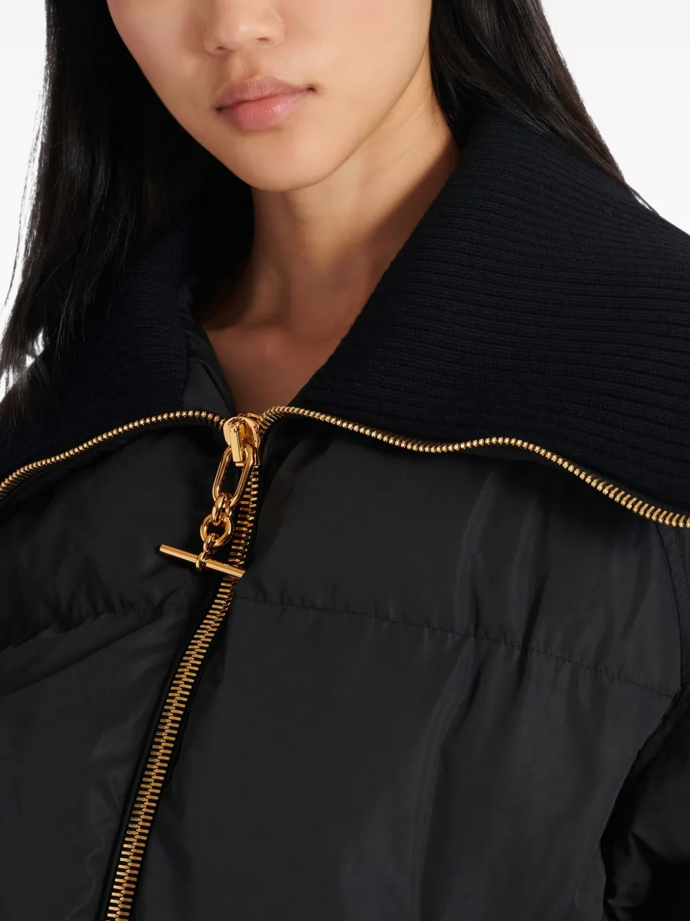 Balmain Cropped Oversized Padded Jacket In Black