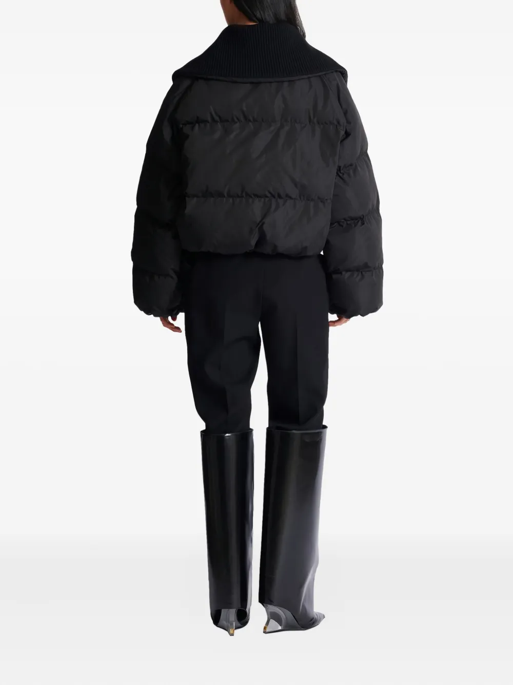 Balmain Cropped Oversized Padded Jacket In Black