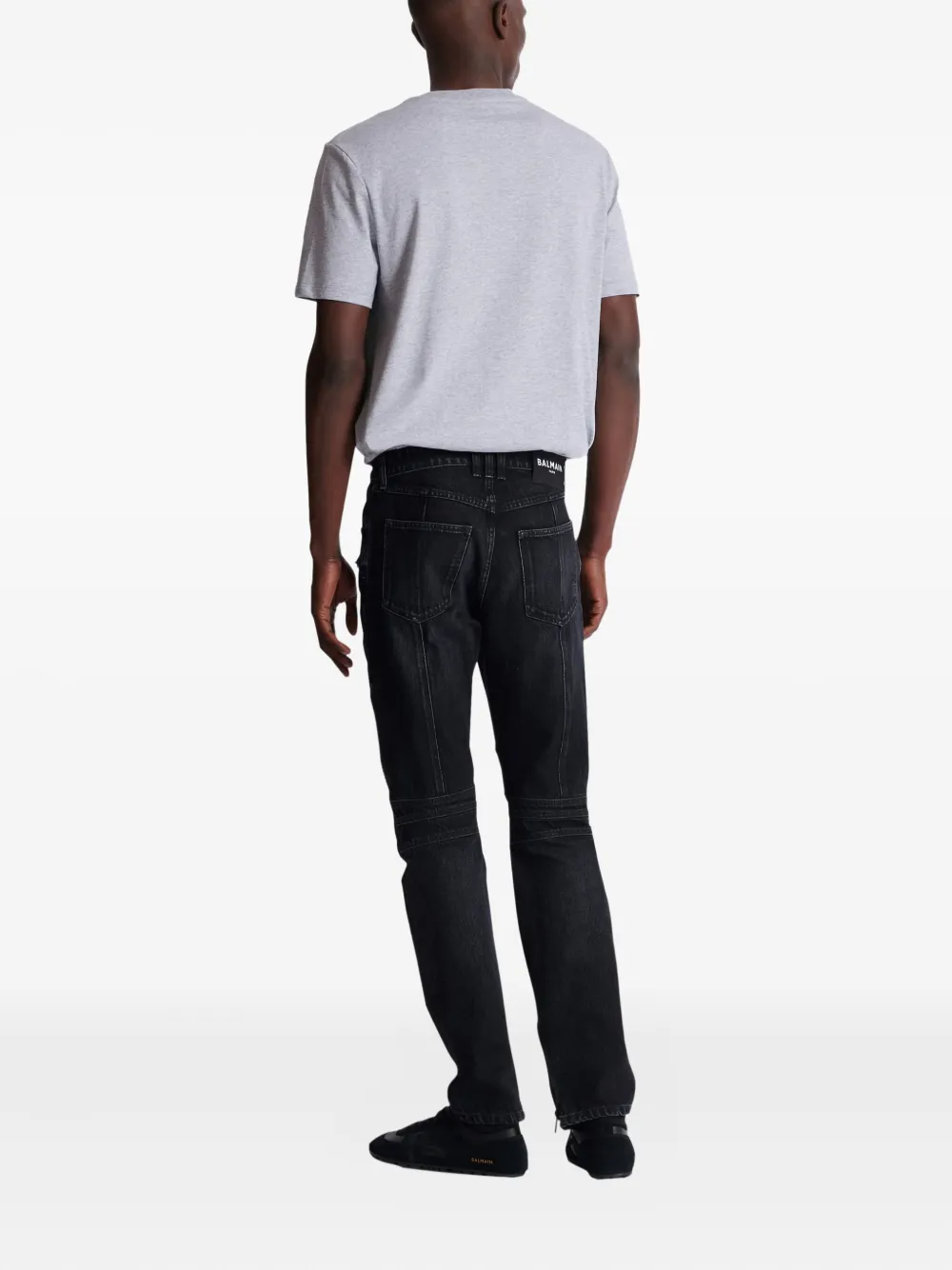 Balmain Biker katoenen jeans met ritsdetail Zwart
