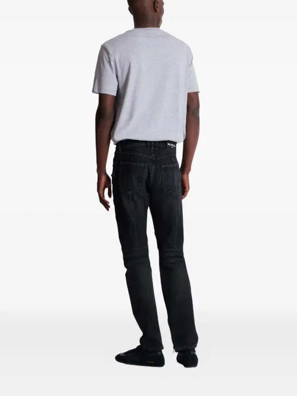 Balmain Biker zip-detail Cotton Jeans | Black | FARFETCH UK