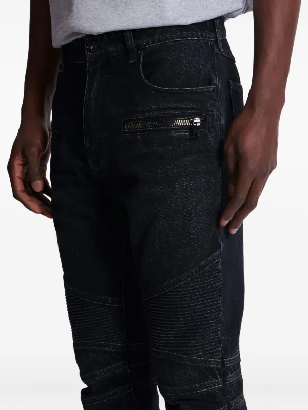 Balmain Calça Jeans Biker Com Zíper | Preto | FARFETCH BR