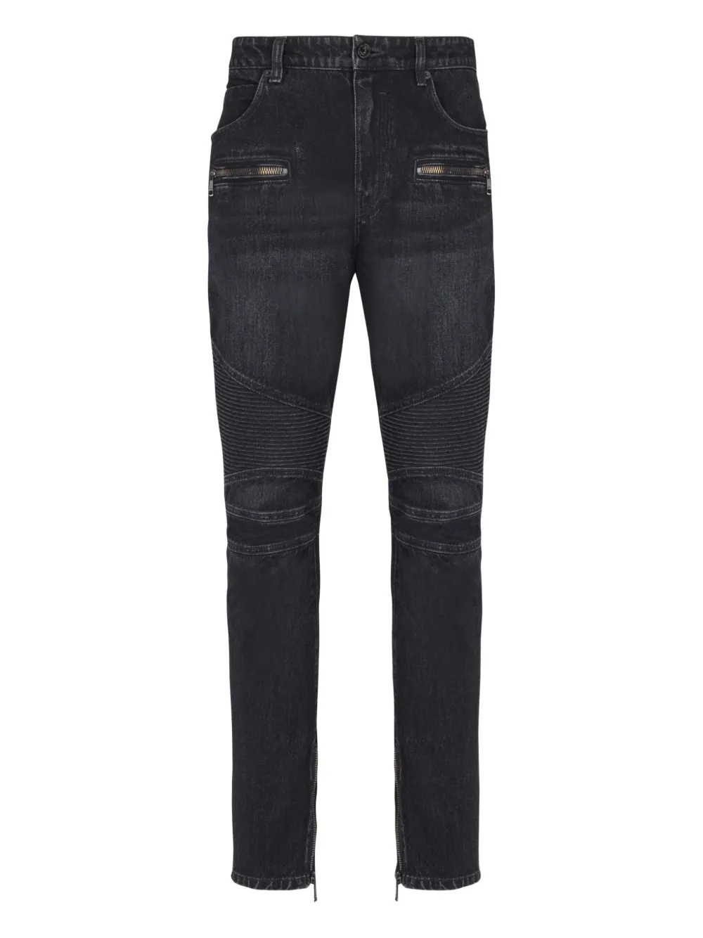Balmain jeans Biker de algodón con cierre | negro | Image 1