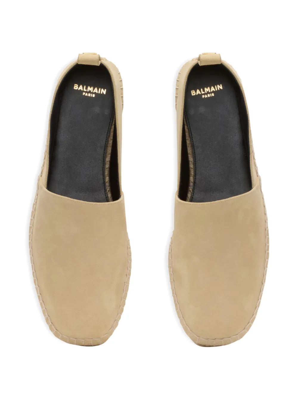 Balmain Suède espadrilles met logo Beige