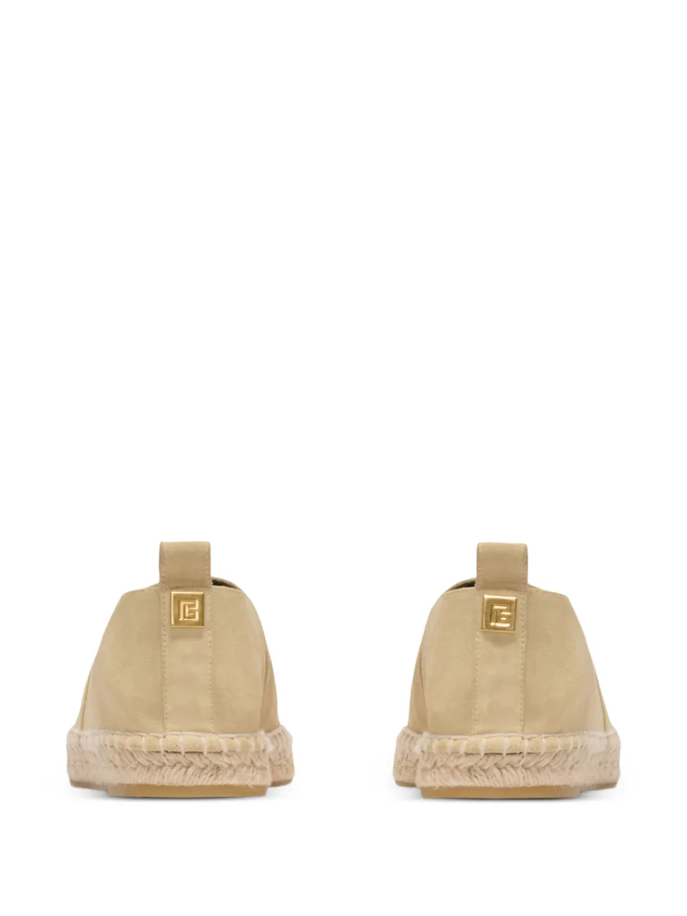 Balmain Suède espadrilles met logo Beige