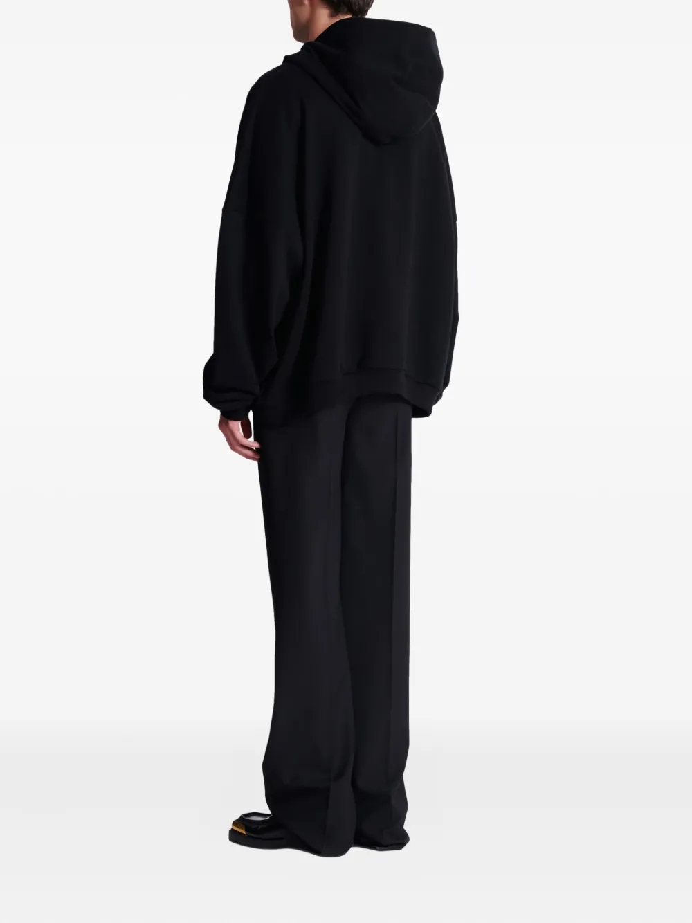 Balmain Crystal-embellished Graphic Hoodie In Black