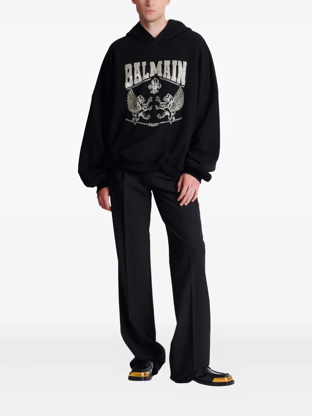 Balmain crystal-embellished graphic hoodie | Hoodies | Image 2
