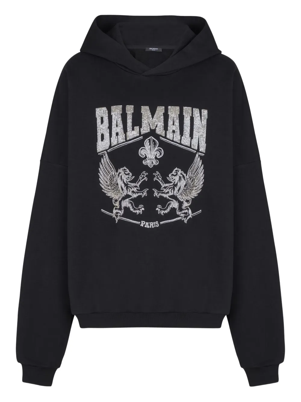 Balmain crystal-embellished graphic hoodie | Black | Image 1