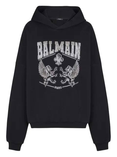 Balmain crystal-embellished graphic hoodie