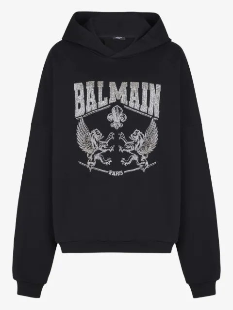 Balmain crystal-embellished graphic hoodie