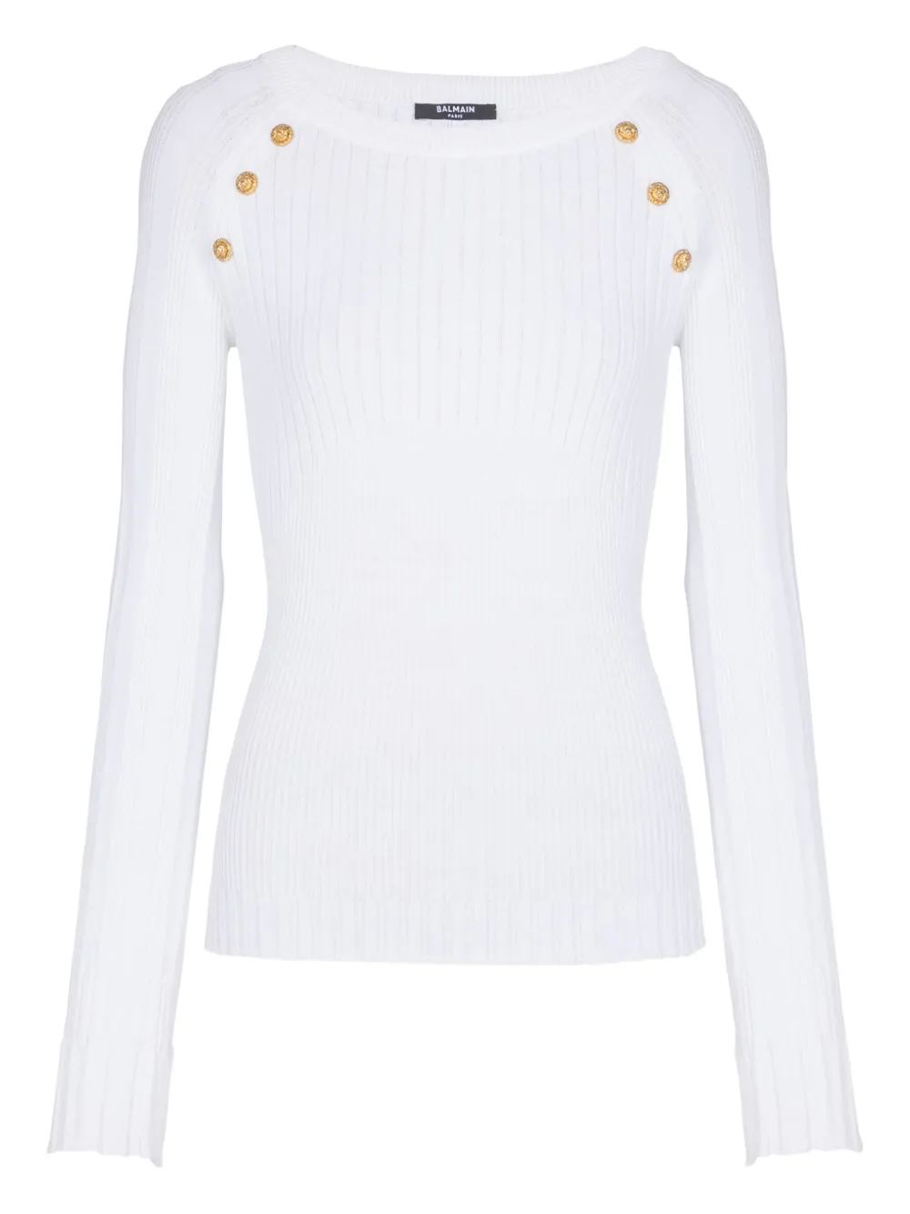 Balmain Top a coste con bottoni - Bianco