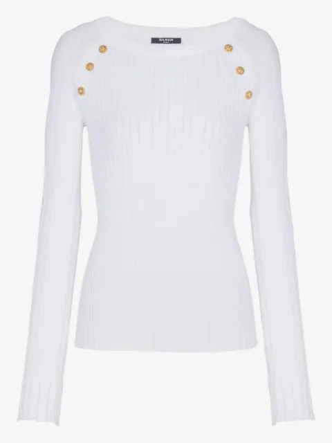 Balmain Geripptes Top mit Knöpfen