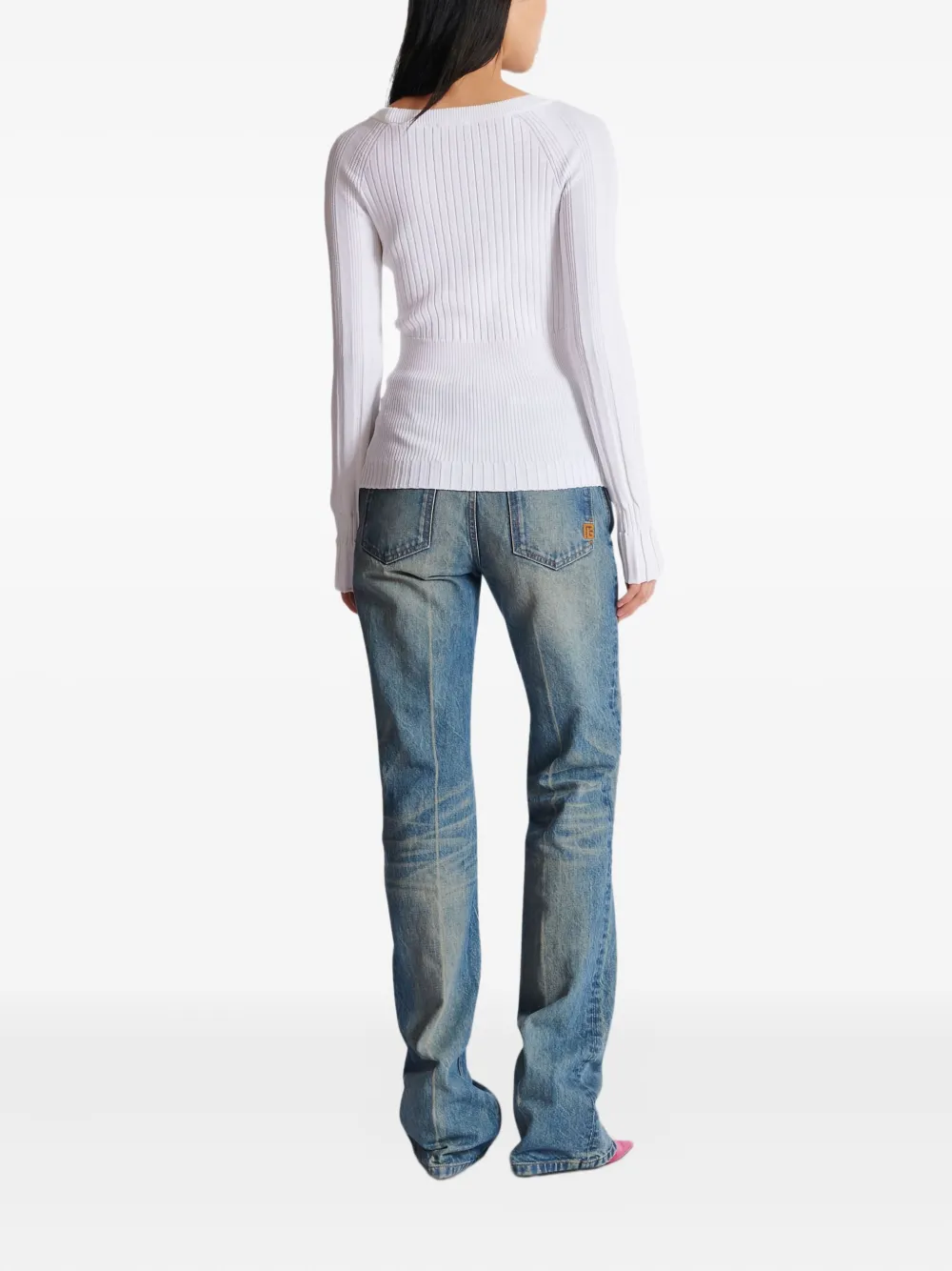 Balmain Knit Top With Buttons In White