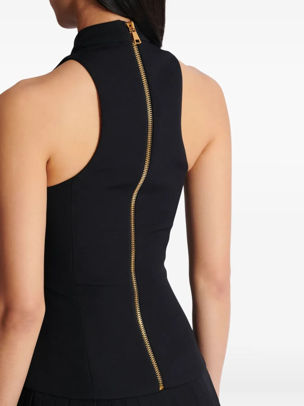 Balmain Geplooide jurk verfraaid met gesp Zwart